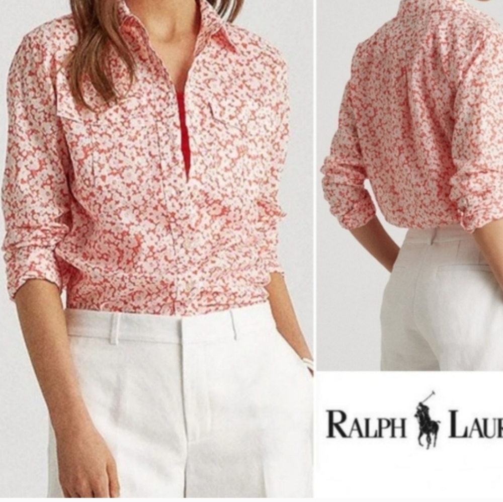 Lauren Ralph Lauren Floral Button Down Shirt Size Medium